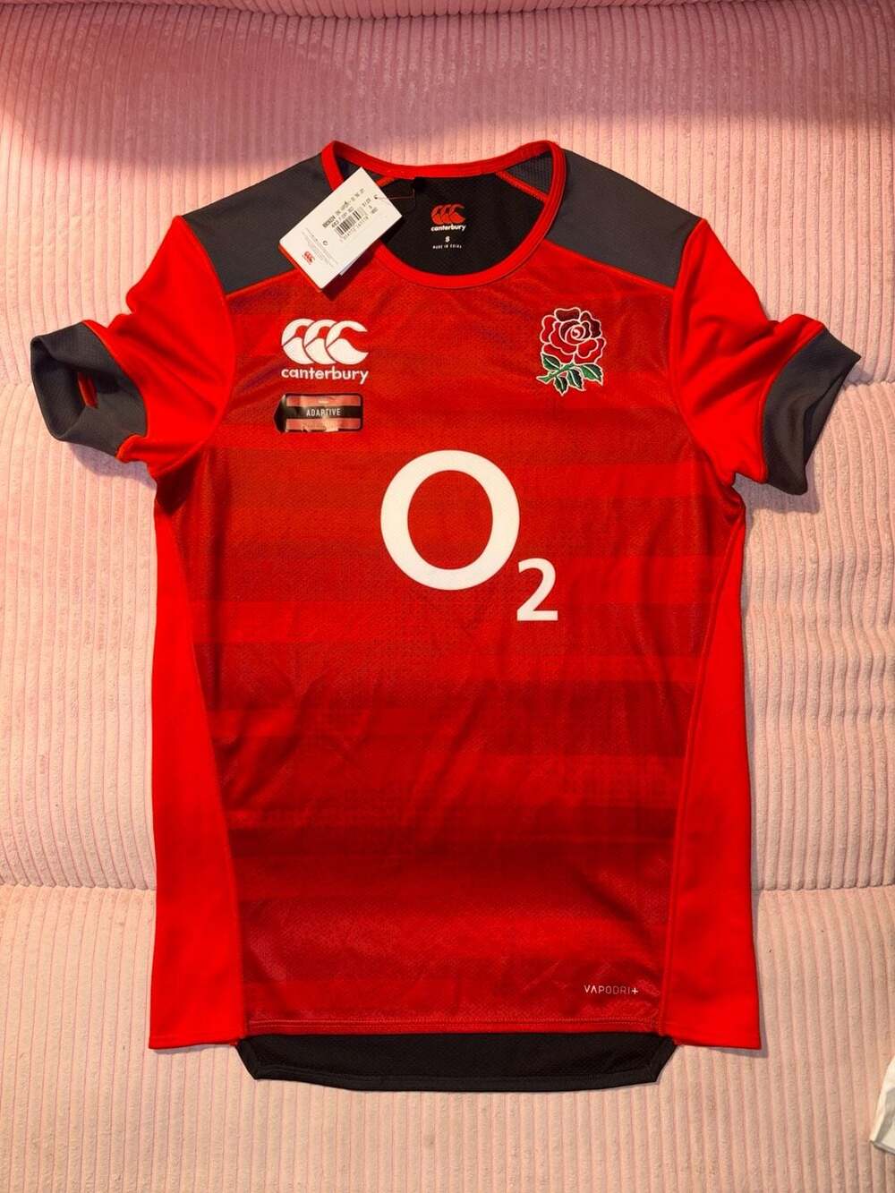 Canterbury England Rugby Vapordri+ SS Training Jersey Fiery Red Small New
